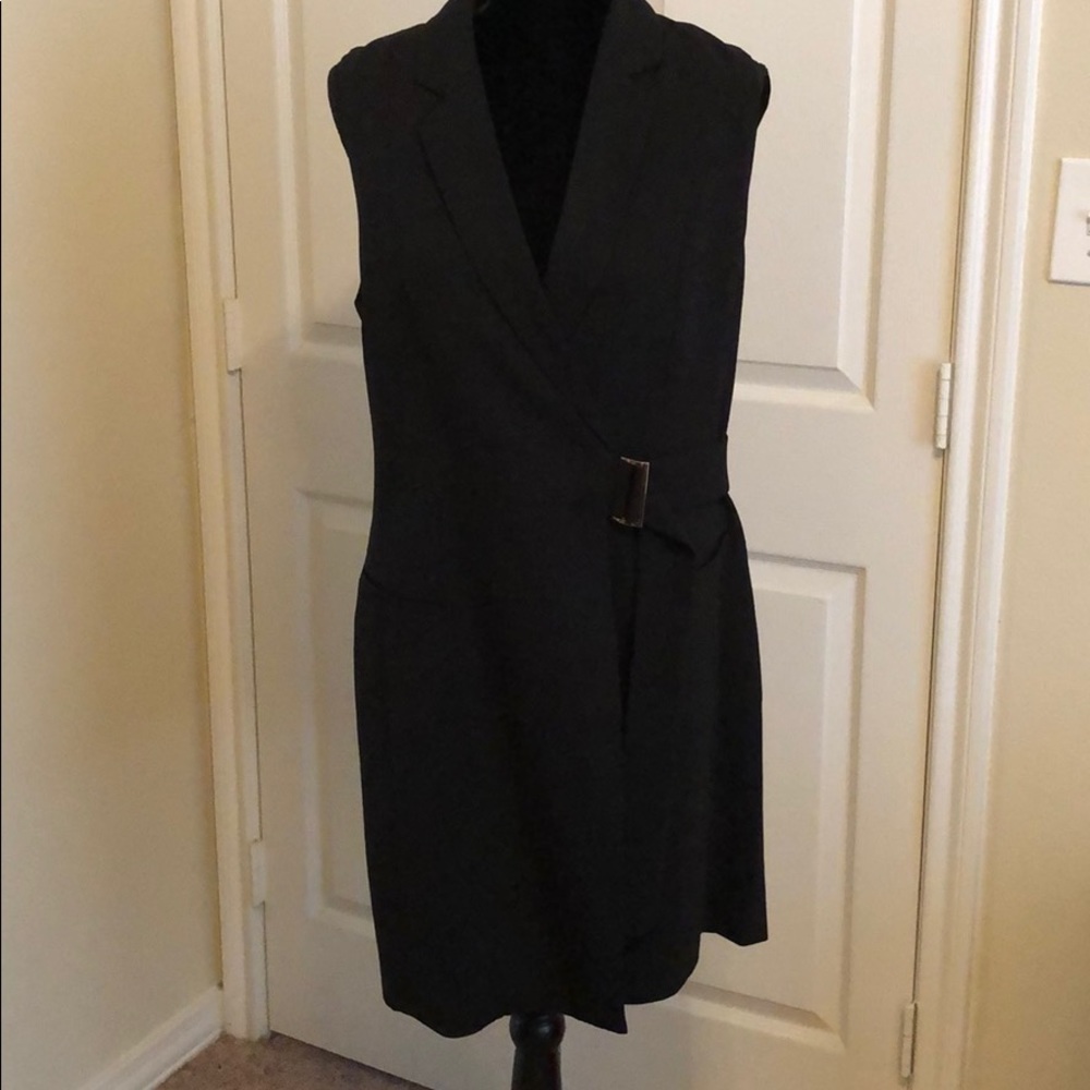H & M Black Belted Sleeveless Blazer Dress